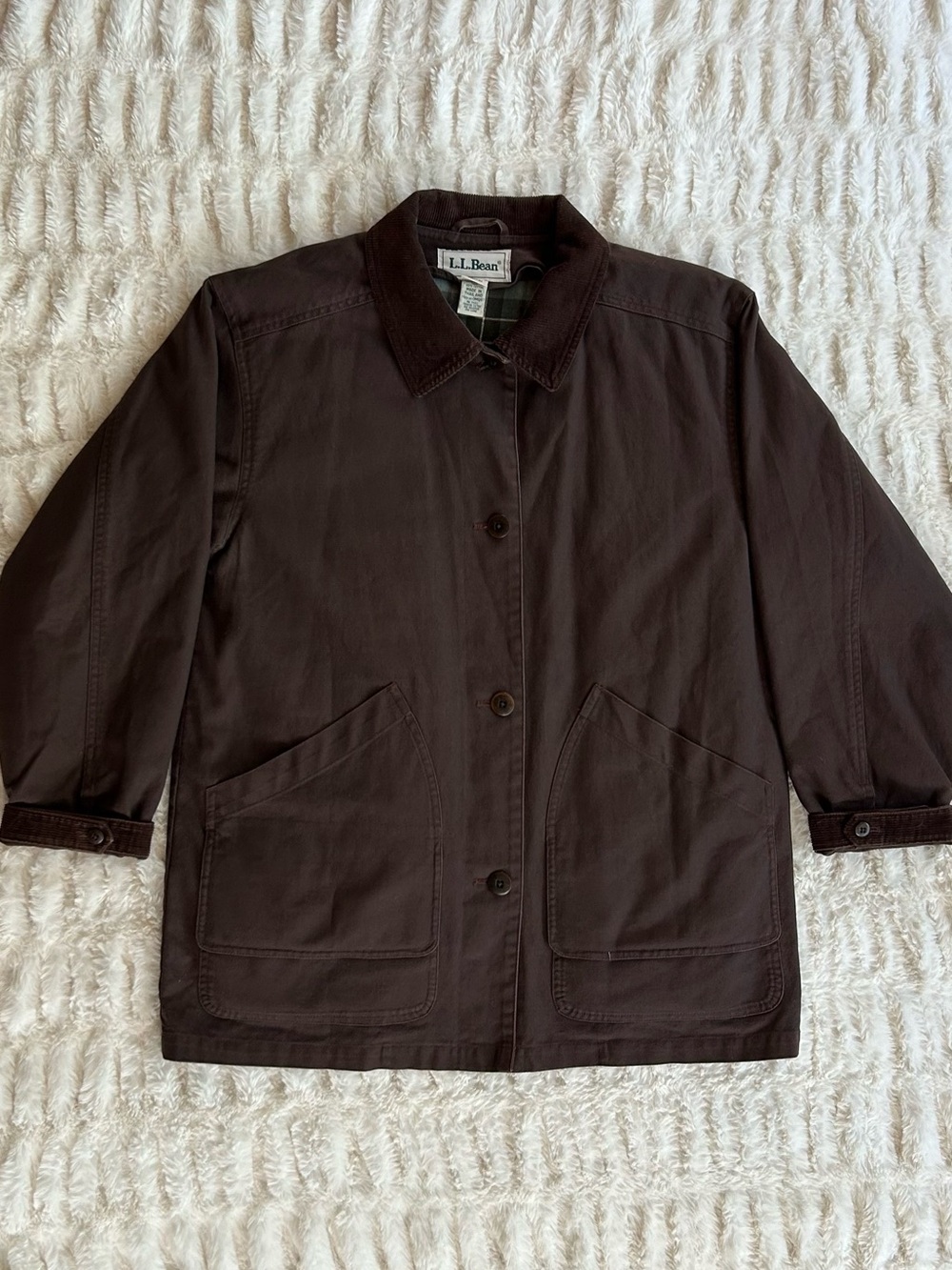 LL Bean Vintage Chore Coat Barn Jacket Brown Womens M